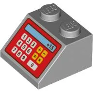 Brick Sloped 45° 2 x 2 with Red Cash Register and '+15' Print