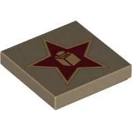 Tile 2 x 2 with Gold Star with Brick in Center Print