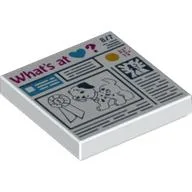 Tile 2 x 2 with Prize Ribbon, Dog and 'What's at Heart?' Newspaper Print