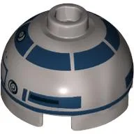 Brick Round 2 x 2 Dome Top, Hollow Stud with Red Dots, Dark Blue Print (R2-D2)