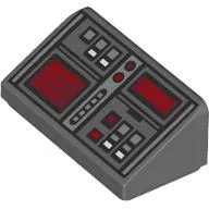 Brick Sloped 30° 1 x 2 x 2/3 with Buttons And Red Screens Print