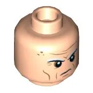 Minifig Head Vulture, White Eyebrows, Forehead Lines, Wrinkles, Scowl Print