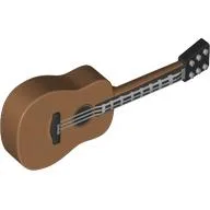 Musical Instrument Guitar Acoustic with Black Neck and Silver Strings Print