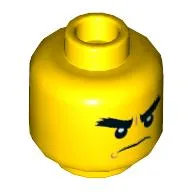 Minifig Head Cole, Bushy Eyebrows, Smile / Angry Print