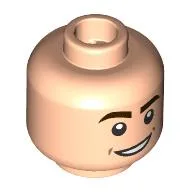 Minifig Head, Dark Brown Eyebrows, Open Mouth Smile / Raised Eyebrows, Open Mouth Print