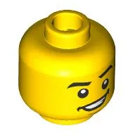 Minifig Head Dareth, Eyebrows, Wide Smile, Chin / Eyes Closed, Singing Print
