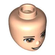 Minidoll Head, Light Brown Eyes, Eyebrows and Open Smile Print