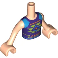 Minidoll Torso Girl with Dark Purple Shirt with Lime, Medium Blue and Pink Shapes