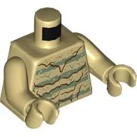 Torso Sweater with Sand Green Stripes and Dark Red Melting Lines Print, Tan Arms and Hands