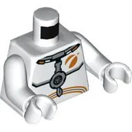 Torso Space Suit, Gray Chest Device, Orange Mars Exploration Logo Print, White Arms and Hands