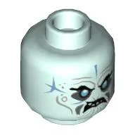 Minifig Head Blizzard Samurai, Medium Blue Eyes, Sand Blue Scars, Angry Showing Teeth / Ice Shards over Right Eye Print