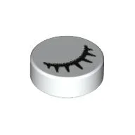 Tile Round 1 x 1 with Black Eye Closed with Eyelashes Print