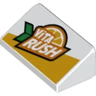 Brick Sloped 30° 1 x 2 x 2/3 with 'VITA RUSH' and Orange Slice Print