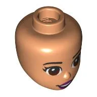 Minidoll Head Reddish Brown Eyes, Open Mouth, Magenta Lips