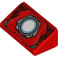 Brick Sloped 30° 1 x 2 x 2/3 with Iron Man Chest with Blue Reactor Print