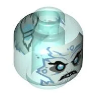 Minifig Head White Face, Medium Azure Eyes, Angry, Teeth