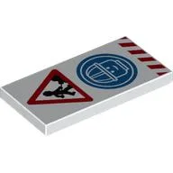 Tile 2 x 4 with Road Works Sign, Blue Safety Helmet Symbol, Red Warning Stripes