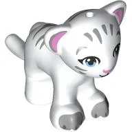 Animal, Big Cat Cub, Tiger with Bright Light Blue Eyes and Bright Pink Nose, Light Bluish Gray Markings Print