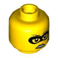 Minifig Head Clara the Criminal, Black Eyemask, Gray Lips, Scar Print
