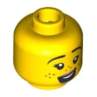 Minifig Head Lu, Lavender Lips, Eyebrows, Freckles, Smile / Angry with Glasses Print