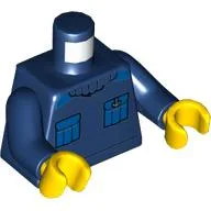 Torso Sweater, Blue Pockets Print, Dark Blue Arms, Yellow Hands
