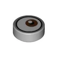 Tile Round 1 x 1 with Reddish Brown Eye Looking Left (White Dot on Top) Print
