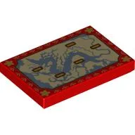 Tile 2 x 3 with Map with Dragon Shape print