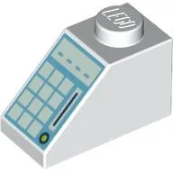 Brick Sloped 45° 2 x 1 with Bottom Pin, and Buttons and Screen with "_ _ _ _" Print