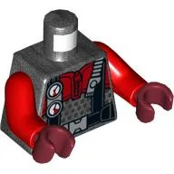 Torso Wetsuit with Black Straps and Gauges Print, Red Arms, Dark Red Hands
