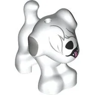 Animal, Dog, Small Standing with Fur Over Eyes, High Black Nose, Open Mouth, and Light Bluish Gray Ears Print