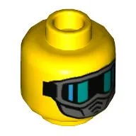 Minifig Head Incognitro, Dark Bluish Gray Mask, Black and Green Goggles Print