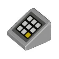 Brick Sloped 30° 1 x 1 x 2/3 (Cheese Slope) with Keypad, 8 White Buttons, 1 Yellow print