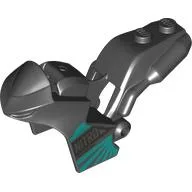Fairing, Motorcycle, Racing (Sport) Bike with 1 x 2 Studs and Dark Turquoise Stripes and 'NITRO' Print