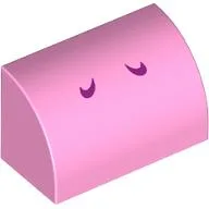 Brick Curved 1 x 2 x 1 No Studs with Dark Pink Lines (Yoshi Nostrils) Print