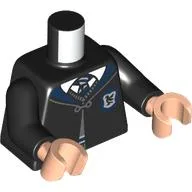 Torso Robes with Dark Blue Collar, Buttoned with Ravenclaw Crest Print, Black Arms, Light Nougat Hands