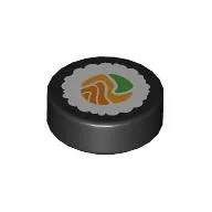 Tile Round 1 x 1 with Sushi print