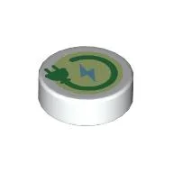 Tile Round 1 x 1 with Green Plug on Bright Green Background print
