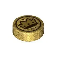 Tile Round 1 x 1 with Golden Crown print