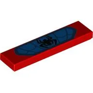 Tile 1 x 4 with Black Spider and Webbing on Blue Background Print