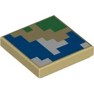 Tile 2 x 2 with Pixelated Map print