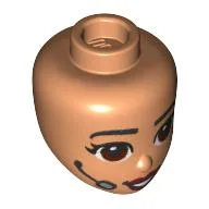 Minidoll Head with Reddish Brown Eyes, Dark Red Lips, Headset Microphone print