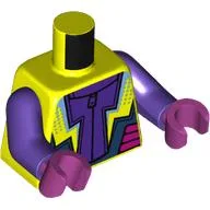 Torso, Dark Purple/Neon Yellow/Dark Blue/Magenta Racing Suit print, Dark Purple Arms, Magenta Hands