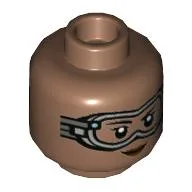 Minifig Head Ironheart, Light Bluish Grey Goggles, Dark Red Lips, Smile / Angry with Clenched Teeth print