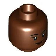 Minifig Head Shuri, Dark Brown Lips, Smile, Open Mouth / Closed Mouth print