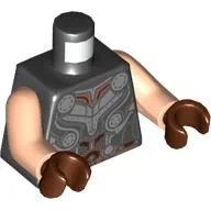 Torso Armor, Silver and Reddish Brown Trim Print, Light Nougat Arms, Reddish Brown Hands