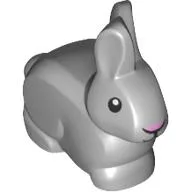 Animal, Rabbit / Bunny with Black Eyes and Mouth - Pink Nose Print