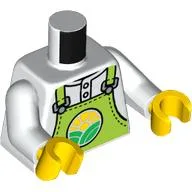 Torso Overalls, Lime with Grocery Store Logo Print, White Arms, Yellow Hands