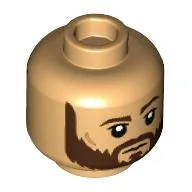 Minifig Head Cassian Andor, Dark Brown Beard and Eyebrows, Closed Mouth / Open Mouth with Teeth Print