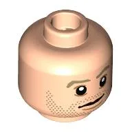 Minifig Head Brian O'Conner, Dark Tan Eyebrows and Stubble Print
