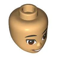 Minidoll Head with Black Eyebrows, Reddish Brown Eyes, Open Mouth, Dark Tan Lips